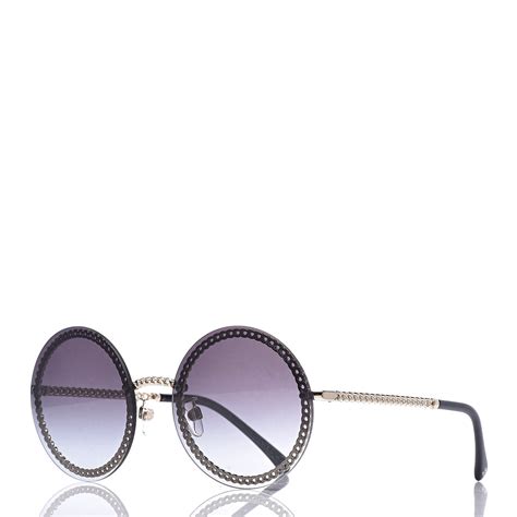 circle chanel sunglasses|Chanel round sunglasses with chain.